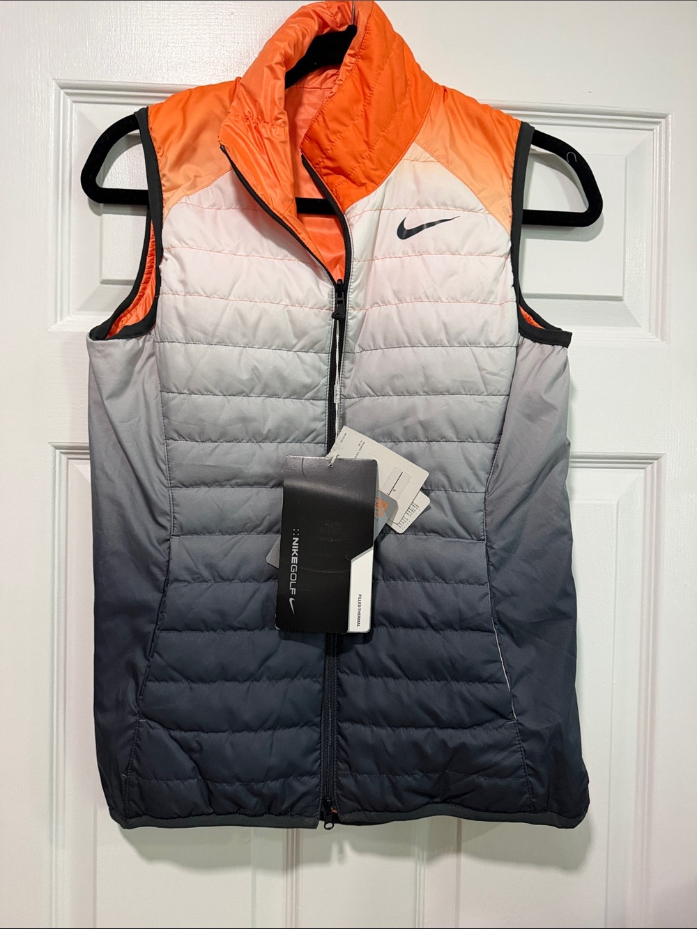 NWT Nike Golf size Small Women’s Ombre Quilted Vest — reversible ombré to Orange